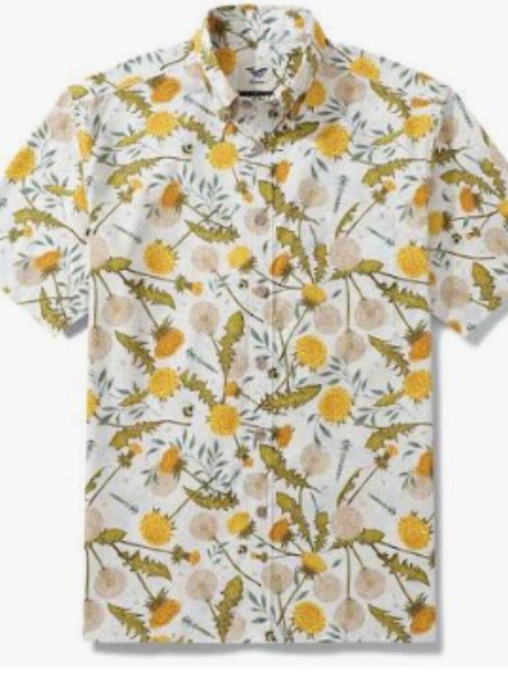 Yiume Hawaiian Floral Button-Up Shirt — Yellow Dandelion Print